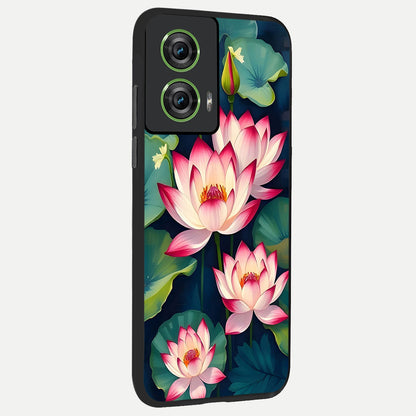  Lotus Dream Serenity back cover For Moto Edge 50 Fusion slim fit glass case with vibrant aesthetic design
