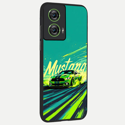  Mustang Bang back cover For Moto Edge 50 Fusion slim fit glass case with vibrant aesthetic design