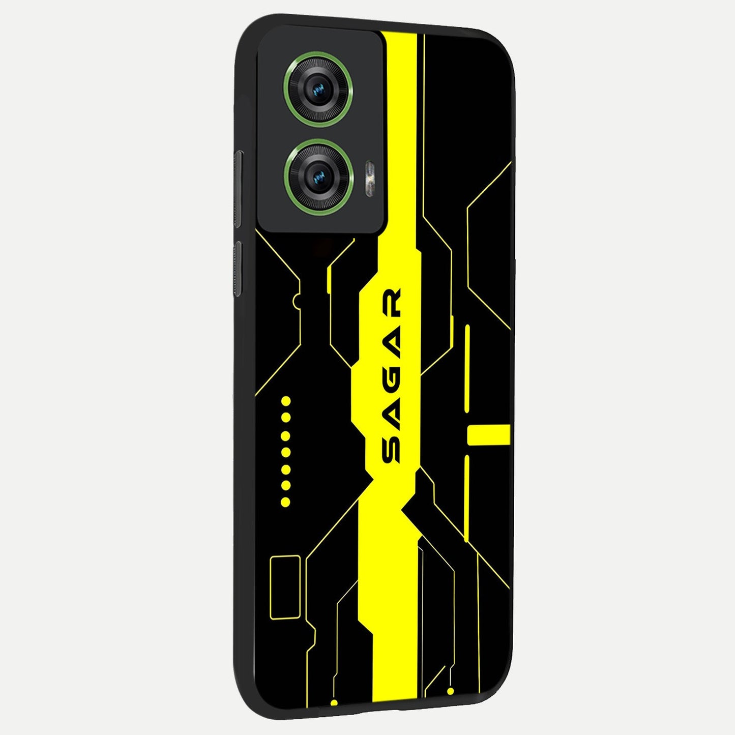  Neon CYBERPUNK Custom Name back cover For Moto Edge 50 Fusion slim fit glass case with vibrant aesthetic design