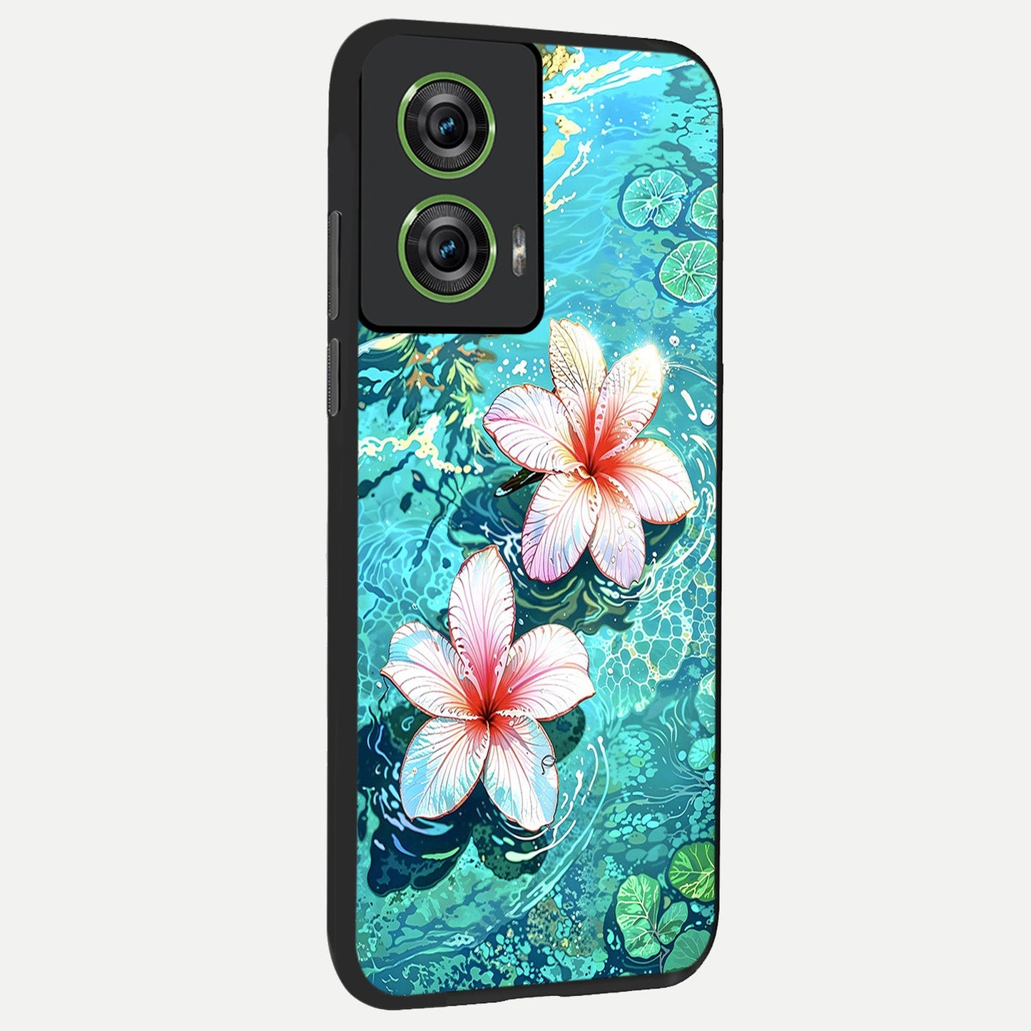  Pink Flowers in Water back cover For Moto Edge 50 Fusion slim fit glass case with vibrant aesthetic design