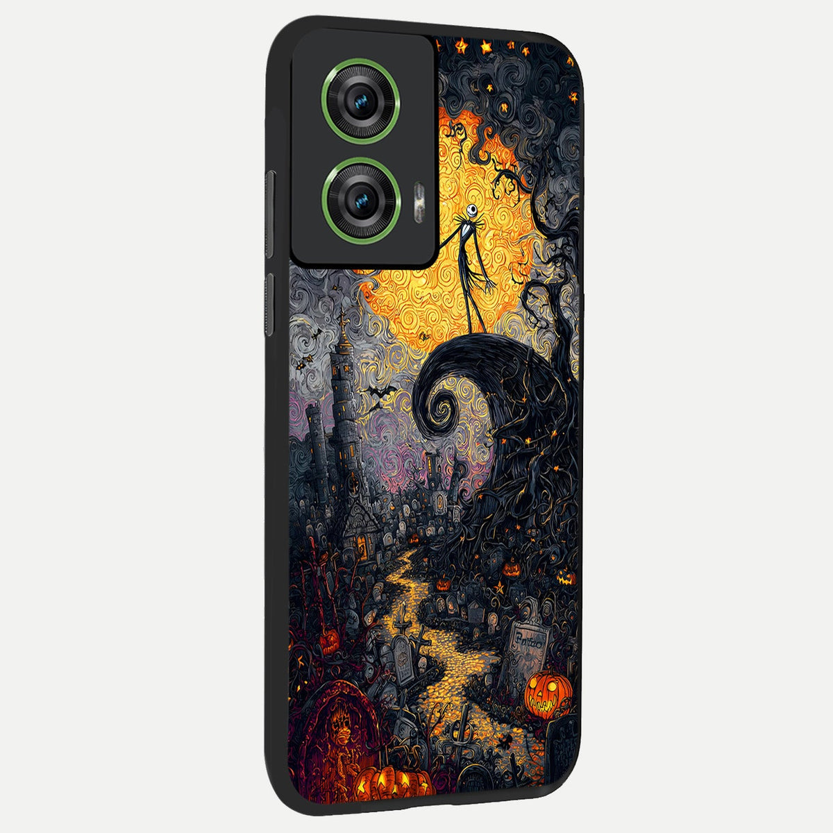 Pumpkin Moon Night back cover For Moto Edge 50 Fusion slim fit glass case with vibrant aesthetic design