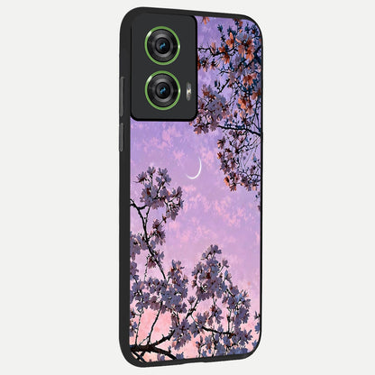  Purple Serenity Moon back cover For Moto Edge 50 Fusion slim fit glass case with vibrant aesthetic design