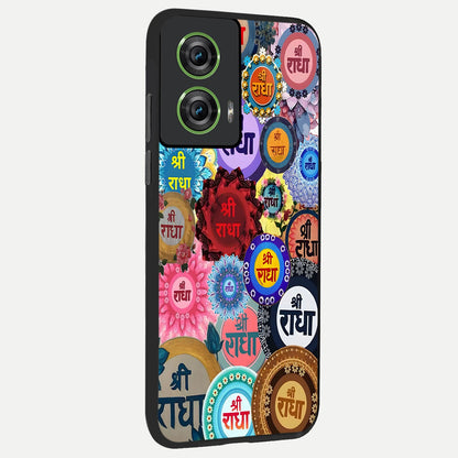  Radha Divine Bloom back cover For Moto Edge 50 Fusion slim fit glass case with vibrant aesthetic design