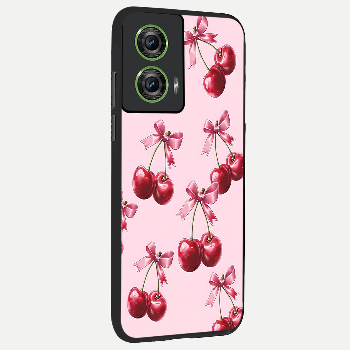  Red Cherries Pattern back cover For Moto Edge 50 Fusion slim fit glass case with vibrant aesthetic design
