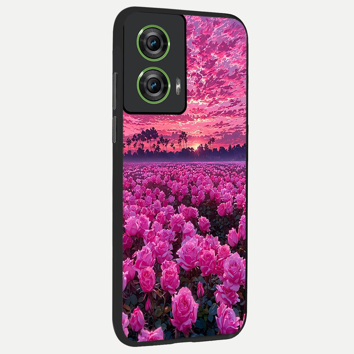  Rose Sunset Valley back cover For Moto Edge 50 Fusion slim fit glass case with vibrant aesthetic design