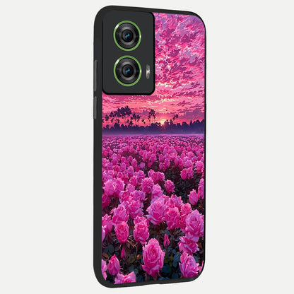  Rose Sunset Valley back cover For Moto Edge 50 Fusion slim fit glass case with vibrant aesthetic design