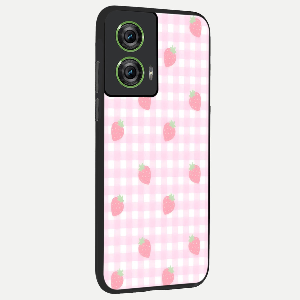  Strawberry Picnic Love back cover For Moto Edge 50 Fusion slim fit glass case with vibrant aesthetic design