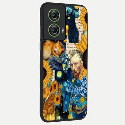  Sunflower Chic Mood Custom Name back cover For Moto Edge 50 Fusion slim fit glass case with vibrant aesthetic design