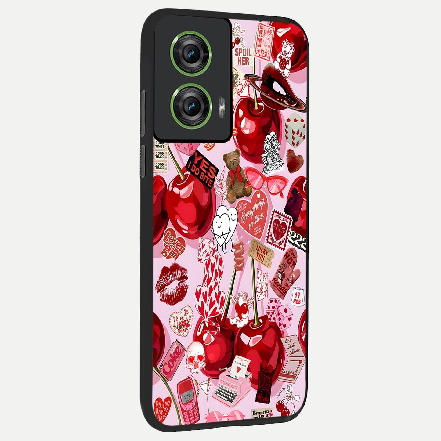  Sweet Cherry Chaos back cover For Moto Edge 50 Fusion slim fit glass case with vibrant aesthetic design