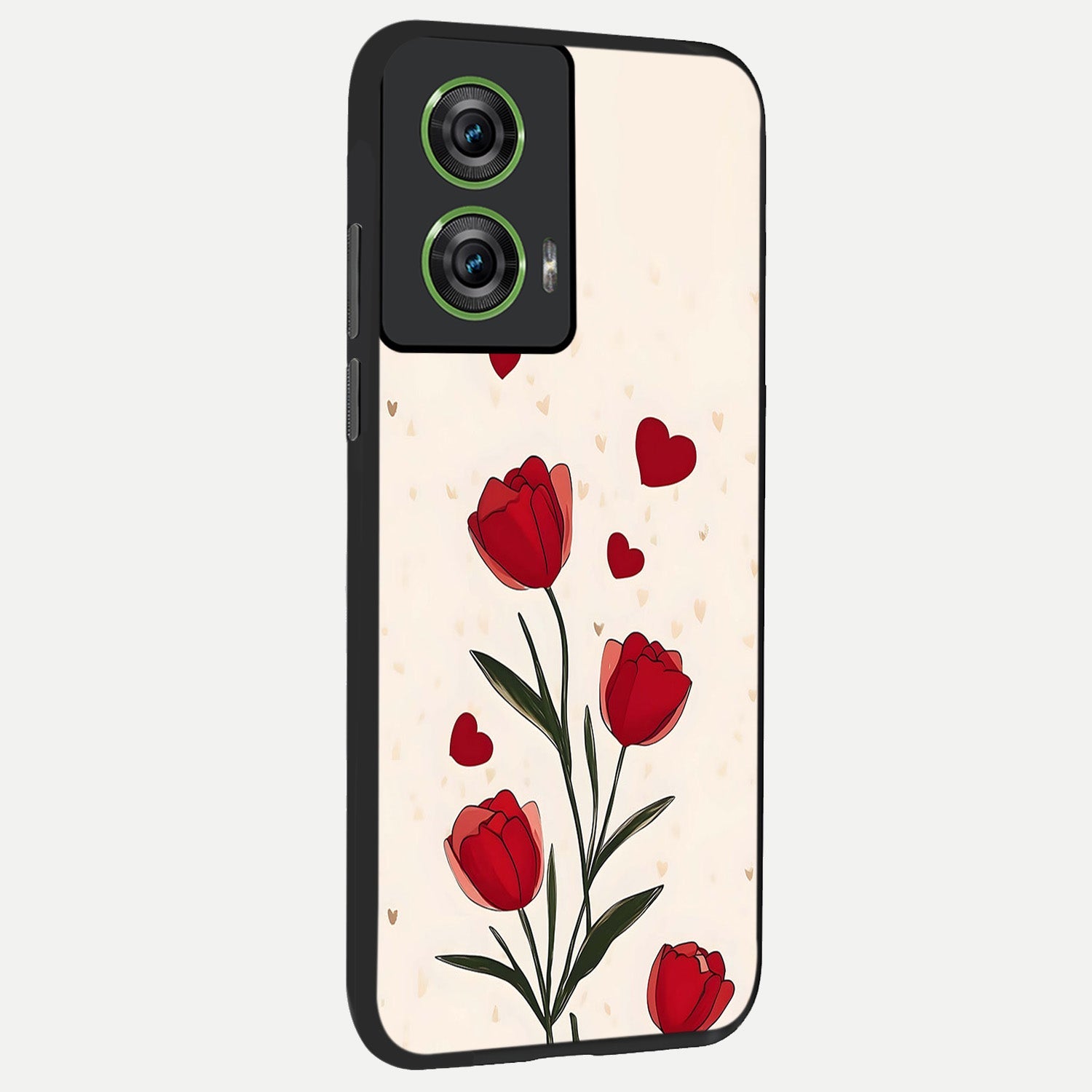  Tulip With Heart back cover For Moto Edge 50 Fusion slim fit glass case with vibrant aesthetic design