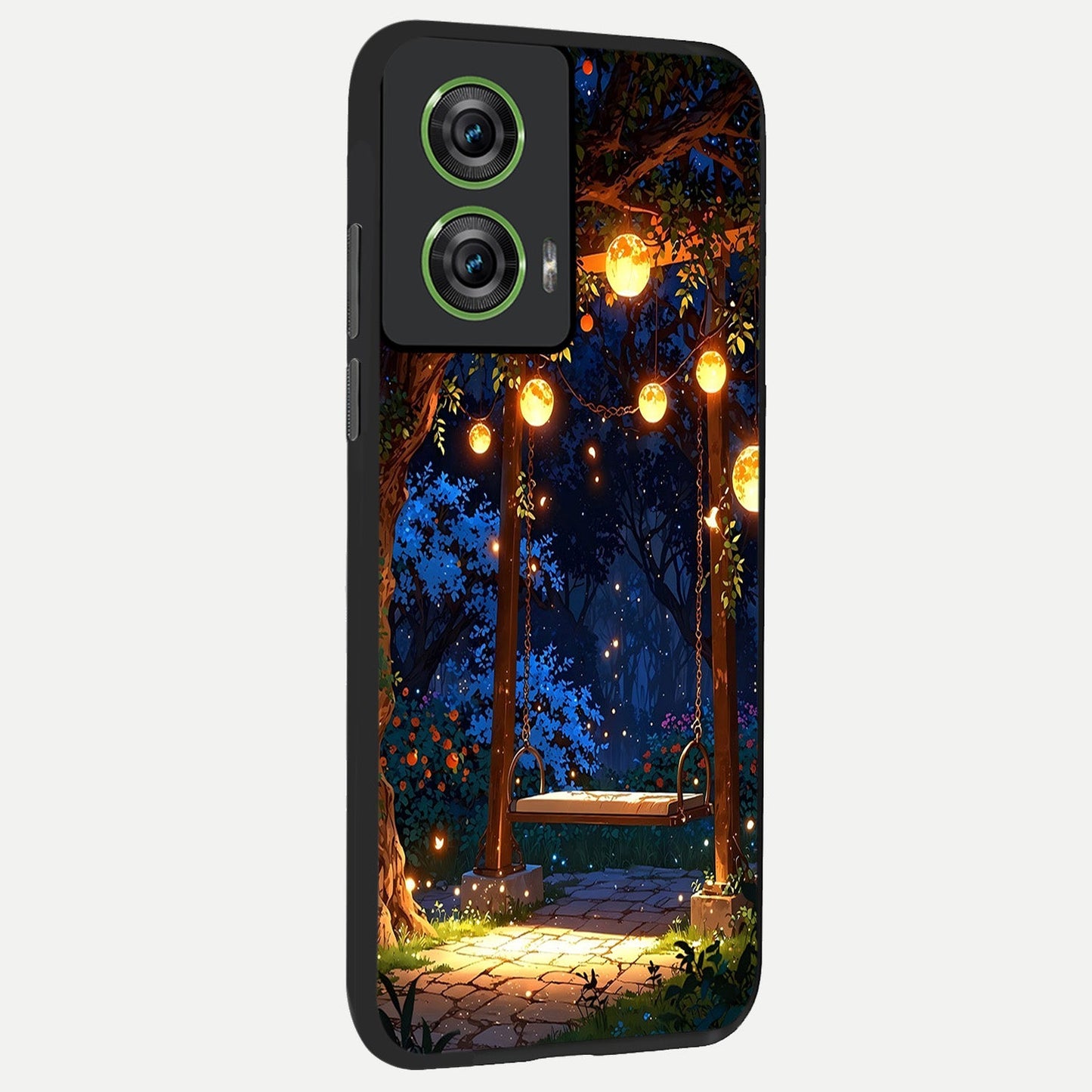  Twilight Garden Swing back cover For Moto Edge 50 Fusion slim fit glass case with vibrant aesthetic design