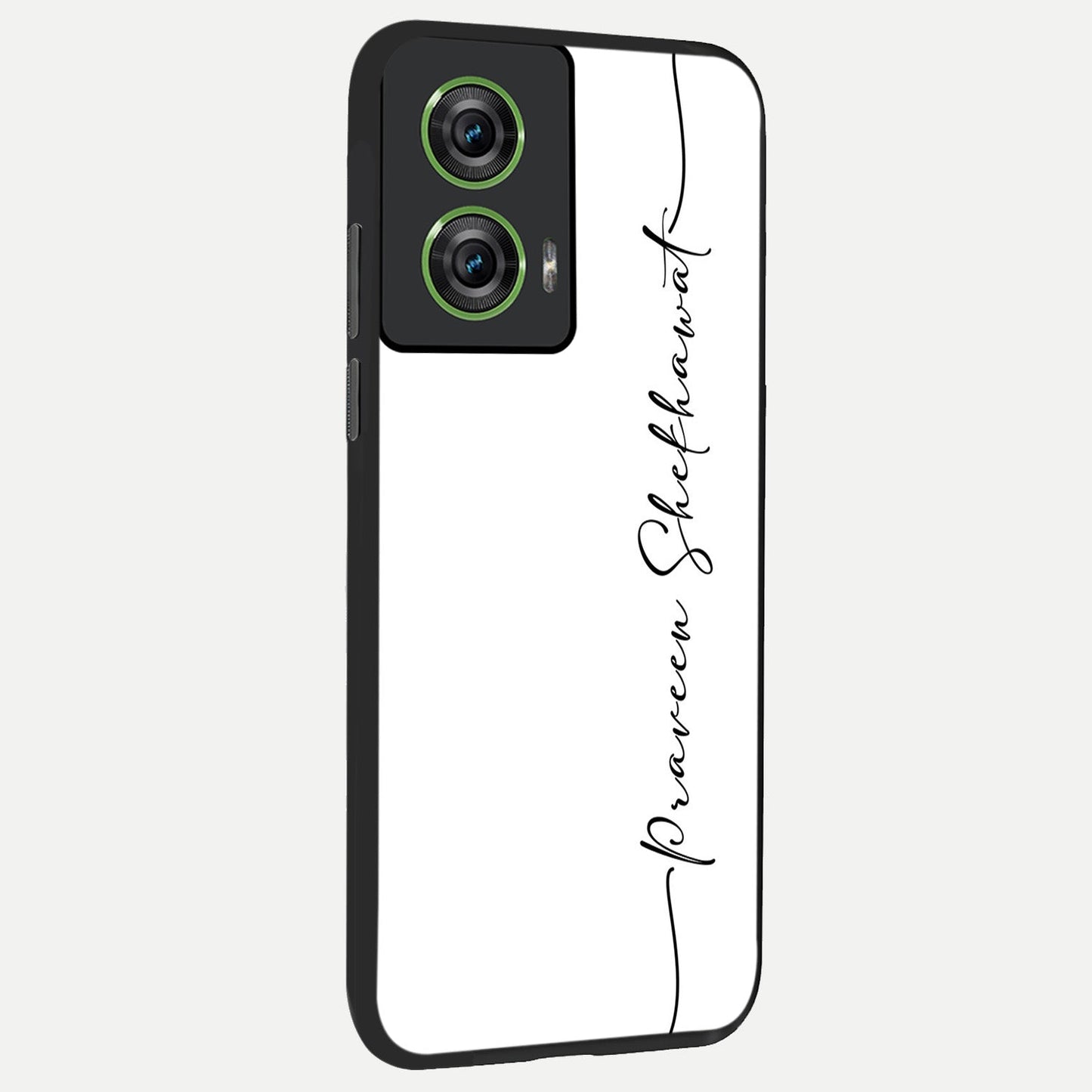  White Tune Custom Name back cover For Moto Edge 50 Fusion slim fit personalized glass case with aesthetic design