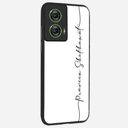  White Tune Custom Name back cover For Moto Edge 50 Fusion slim fit personalized glass case with aesthetic design