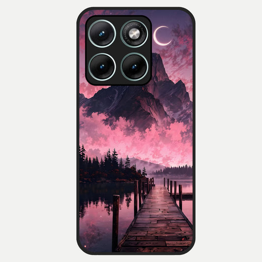 Beautiful Mountain View Glass Case For Moto Edge 70 Fusion back cover – full design glossy printed glass finish