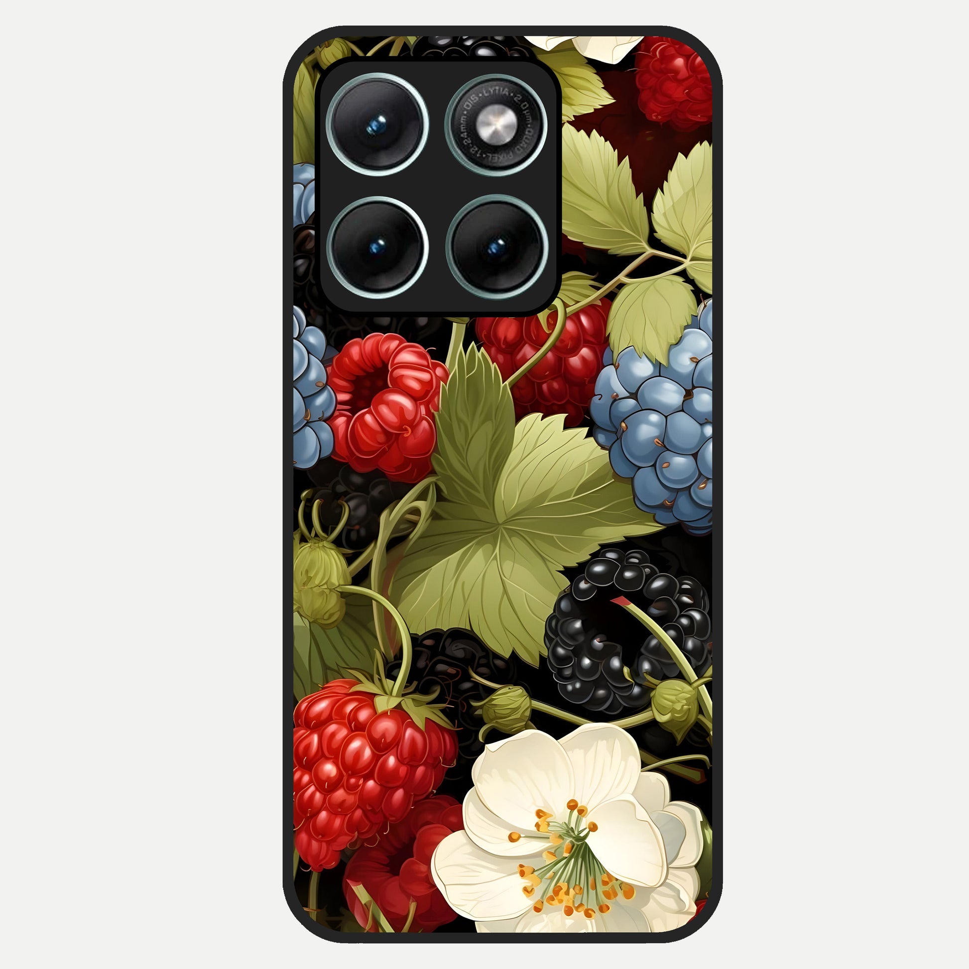  Berry Bloom Charm Glass Case For Moto Edge 70 Fusion back cover – full design glossy printed glass finish