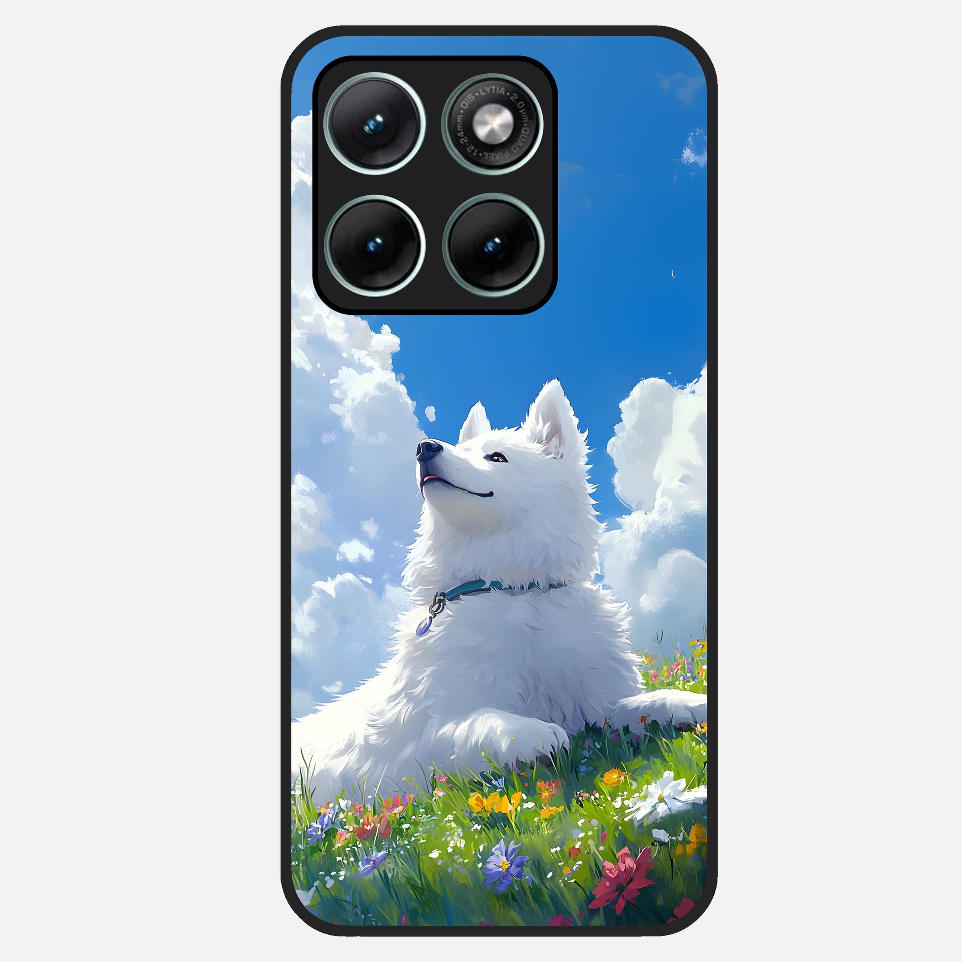  Blissful Cloud Pup Glass Case For Moto Edge 70 Fusion back cover – full design glossy printed glass finish