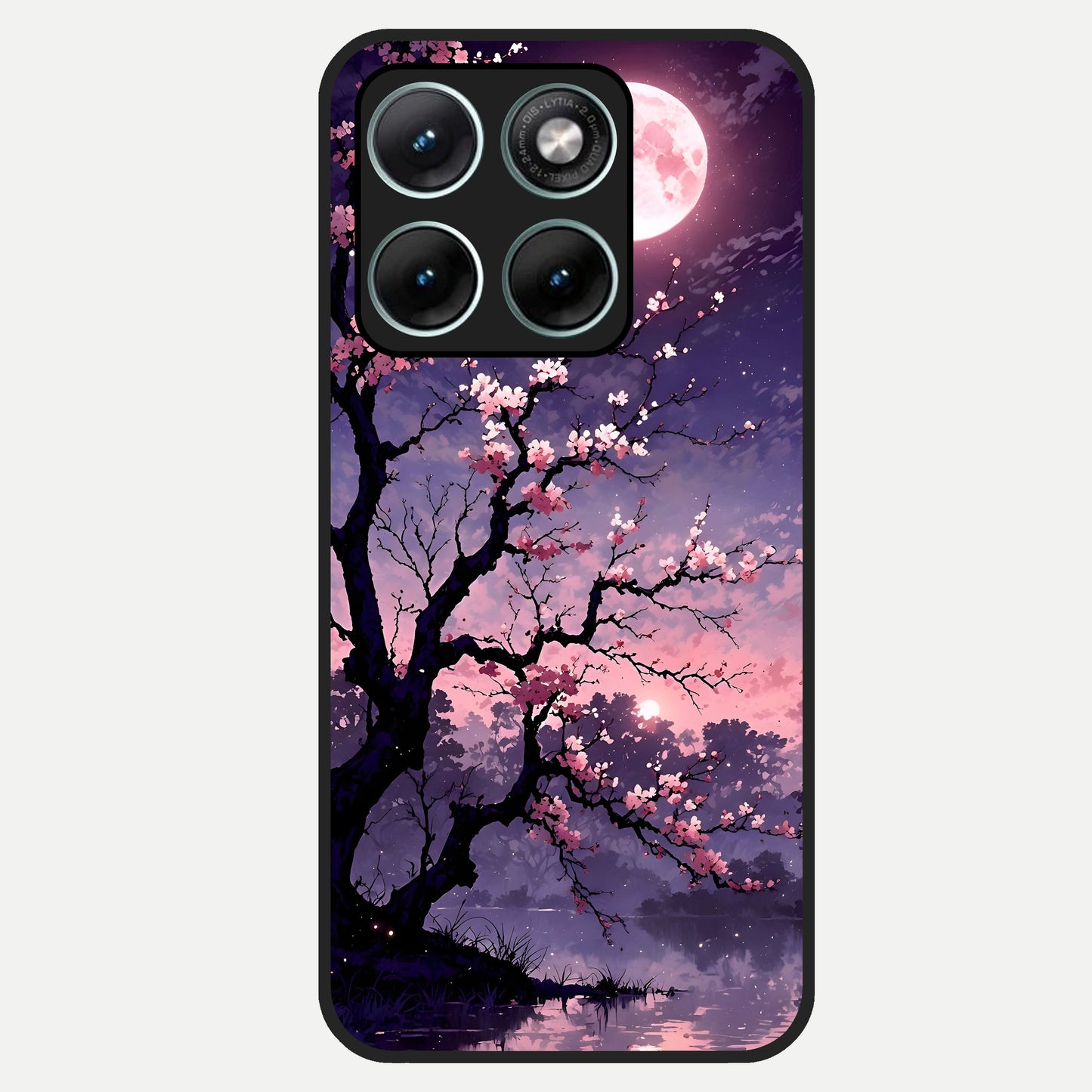  Blossom Pink Moon Glass Case For Moto Edge 70 Fusion back cover – full design glossy printed glass finish