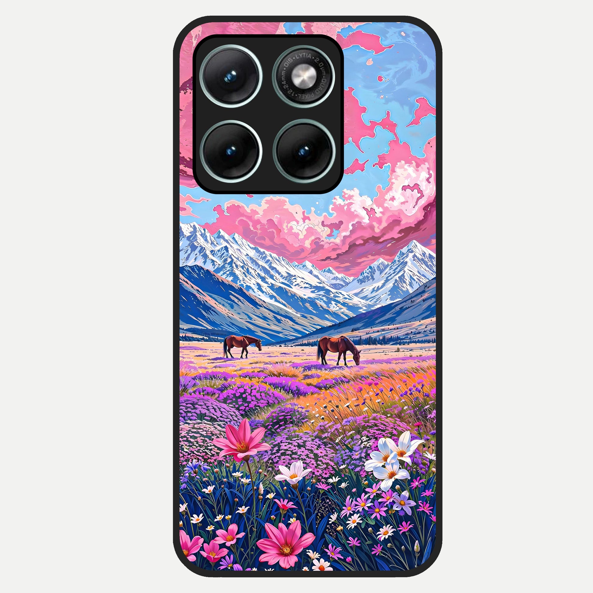  Blossom Valley Dream Glass Case For Moto Edge 70 Fusion back cover – full design glossy printed glass finish