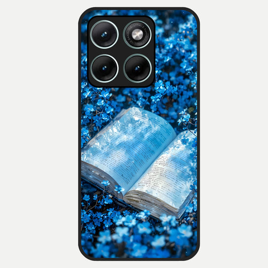  Blue Bloom Tales Glass Case For Moto Edge 70 Fusion back cover – full design glossy printed glass finish