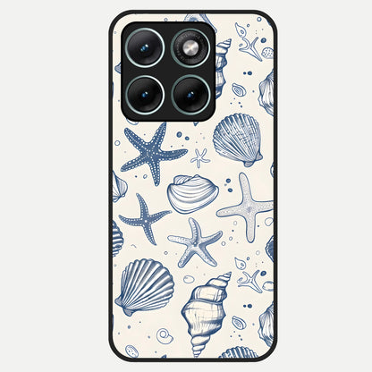  Blue Ocean Outline Glass Case For Moto Edge 70 Fusion back cover – full design glossy printed glass finish