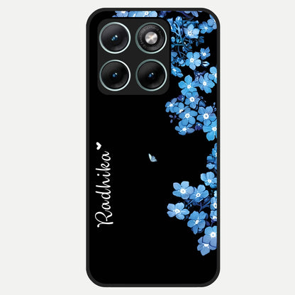  Blue Petal Dream Custom Name Glass Case For Moto Edge 70 Fusion back cover – full design glossy printed glass finish
