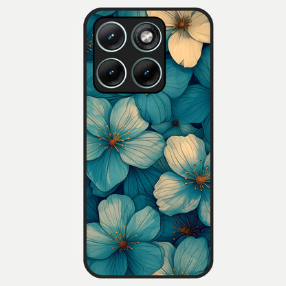 Blue Shade Floral Glass Case For Moto Edge 70 Fusion back cover – full design glossy printed glass finish