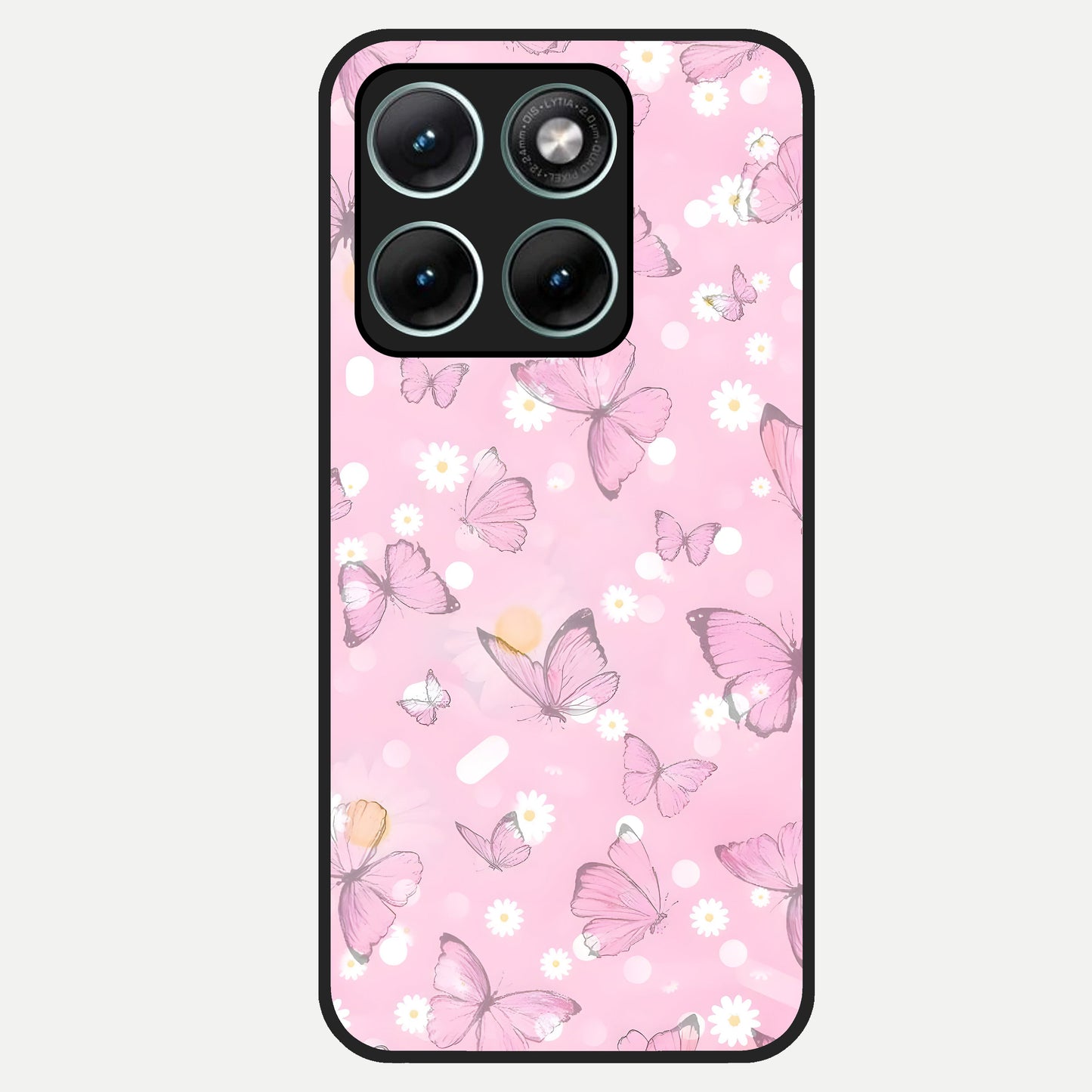  Blush Butterfly Garden Glass Case For Moto Edge 70 Fusion back cover – full design glossy printed glass finish