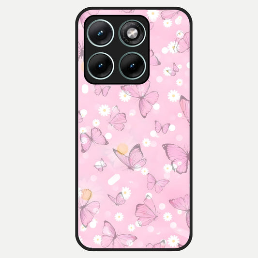  Blush Butterfly Garden Glass Case For Moto Edge 70 Fusion back cover – full design glossy printed glass finish