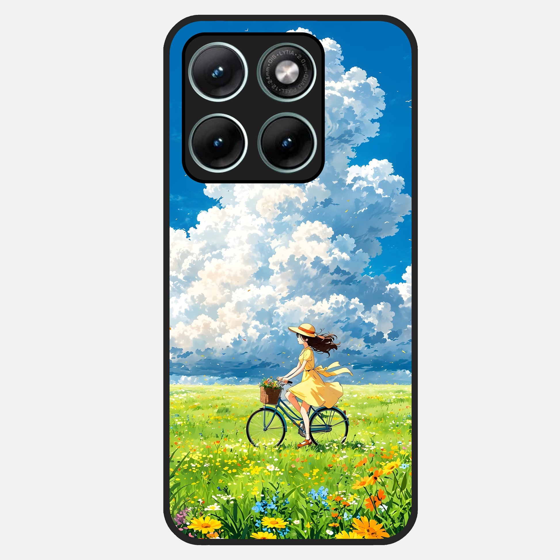  Breezy Meadow Ride Glass Case For Moto Edge 70 Fusion back cover – full design glossy printed glass finish