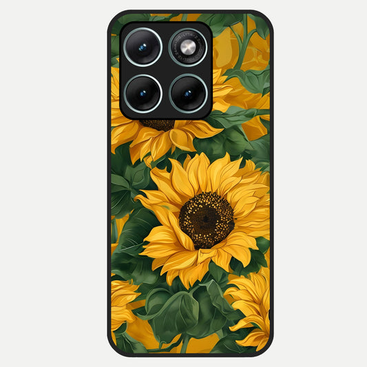  Bright Sunflower Bloom Glass Case For Moto Edge 70 Fusion back cover – full design glossy printed glass finish