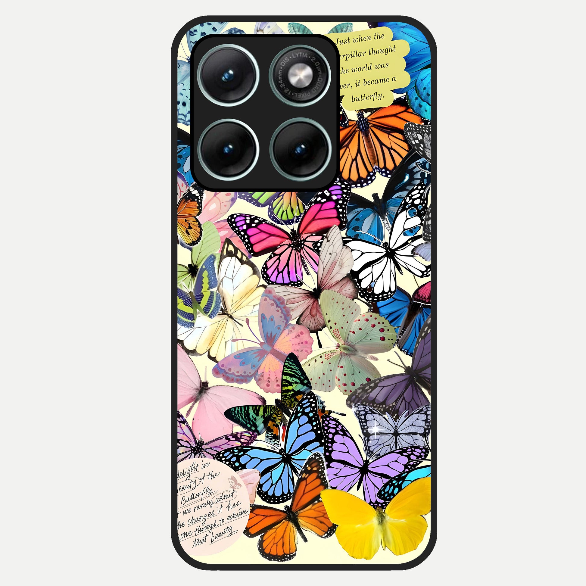  Butterflies Petal Dream Glass Case For Moto Edge 70 Fusion back cover – full design glossy printed glass finish