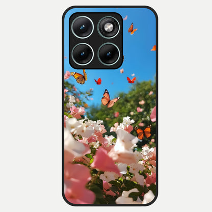  Butterflies In Bloom Sky Glass Case For Moto Edge 70 Fusion back cover – full design glossy printed glass finish