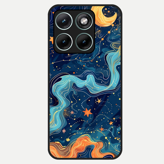  Celestial Dream Flow Glass Case For Moto Edge 70 Fusion back cover – full design glossy printed glass finish
