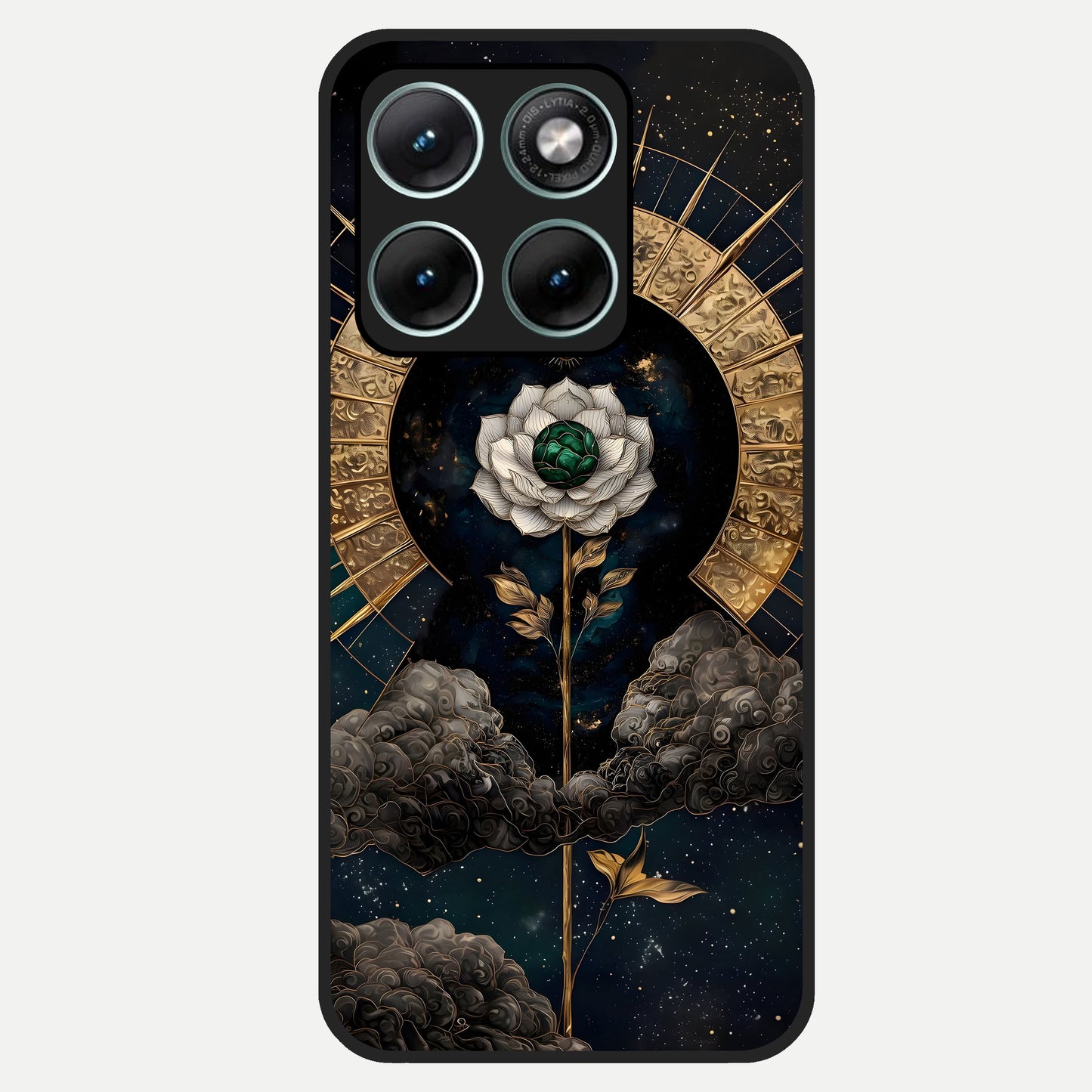  Celestial Lotus Morang Glass Case For Moto Edge 70 Fusion back cover – full design glossy printed glass finish