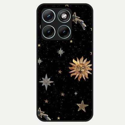  Celestial Moon With Stars Glass Case For Moto Edge 70 Fusion back cover – full design glossy printed glass finish