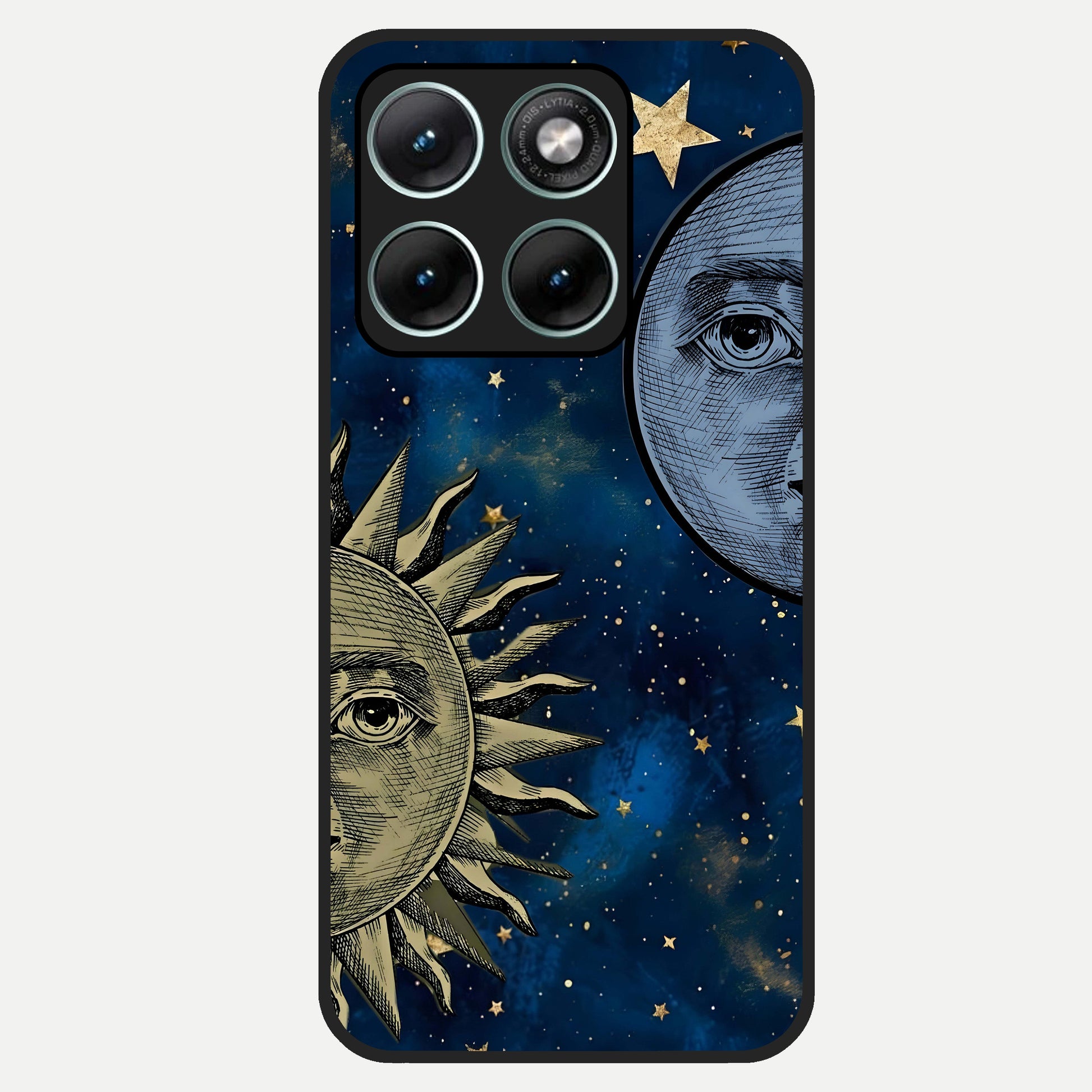  Celestial Moon With Sun Glass Case For Moto Edge 70 Fusion back cover – full design glossy printed glass finish