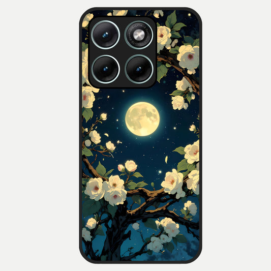  Celestial Moon And Flower Glass Case For Moto Edge 70 Fusion back cover – full design glossy printed glass finish