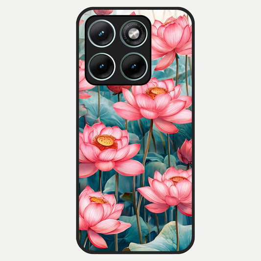  Celestial Pink Lotus Glass Case For Moto Edge 70 Fusion back cover – full design glossy printed glass finish