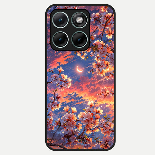  Celestial Sakura Sunset Glass Case For Moto Edge 70 Fusion back cover – full design glossy printed glass finish