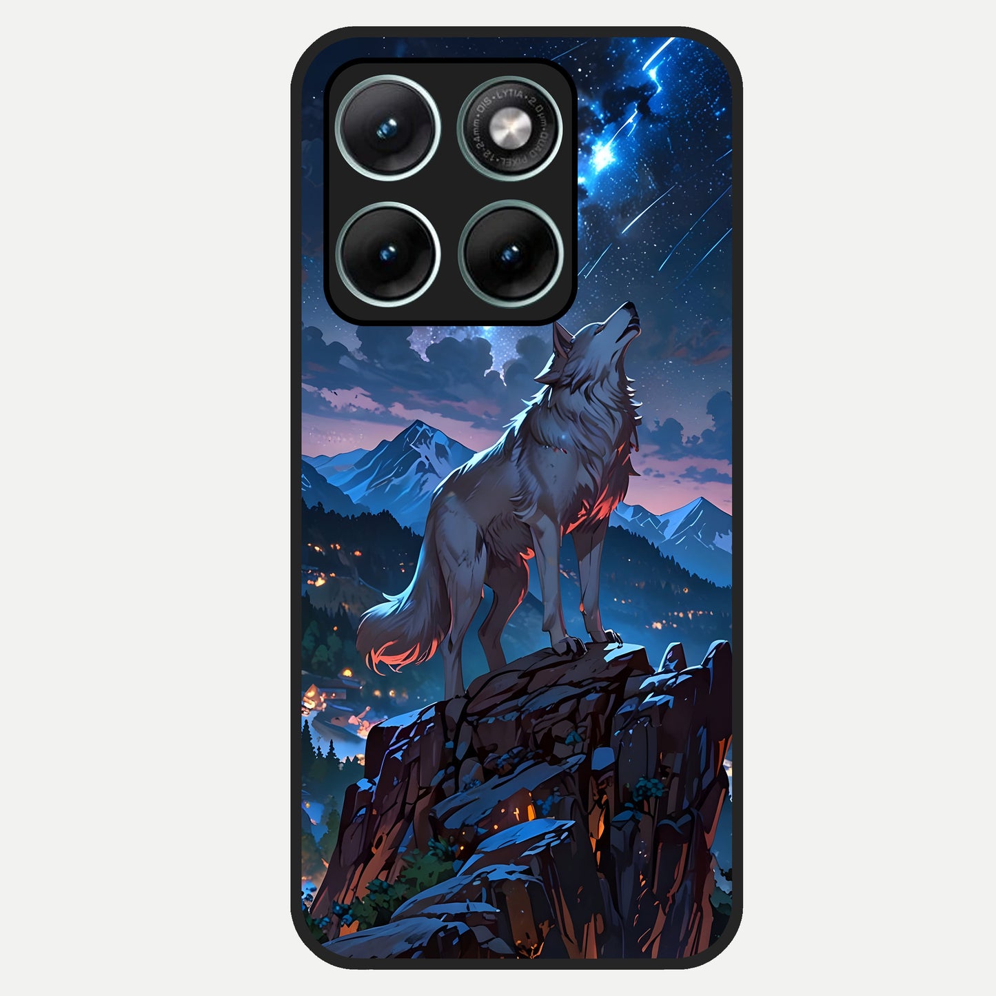 Celestial Wolf Howl Glass Case For Moto Edge 70 Fusion back cover – full design glossy printed glass finish