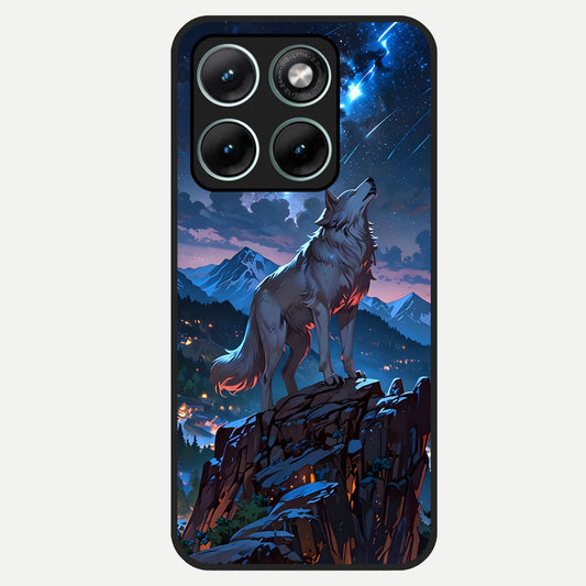  Celestial Wolf Howl Glass Case For Moto Edge 70 Fusion back cover – full design glossy printed glass finish