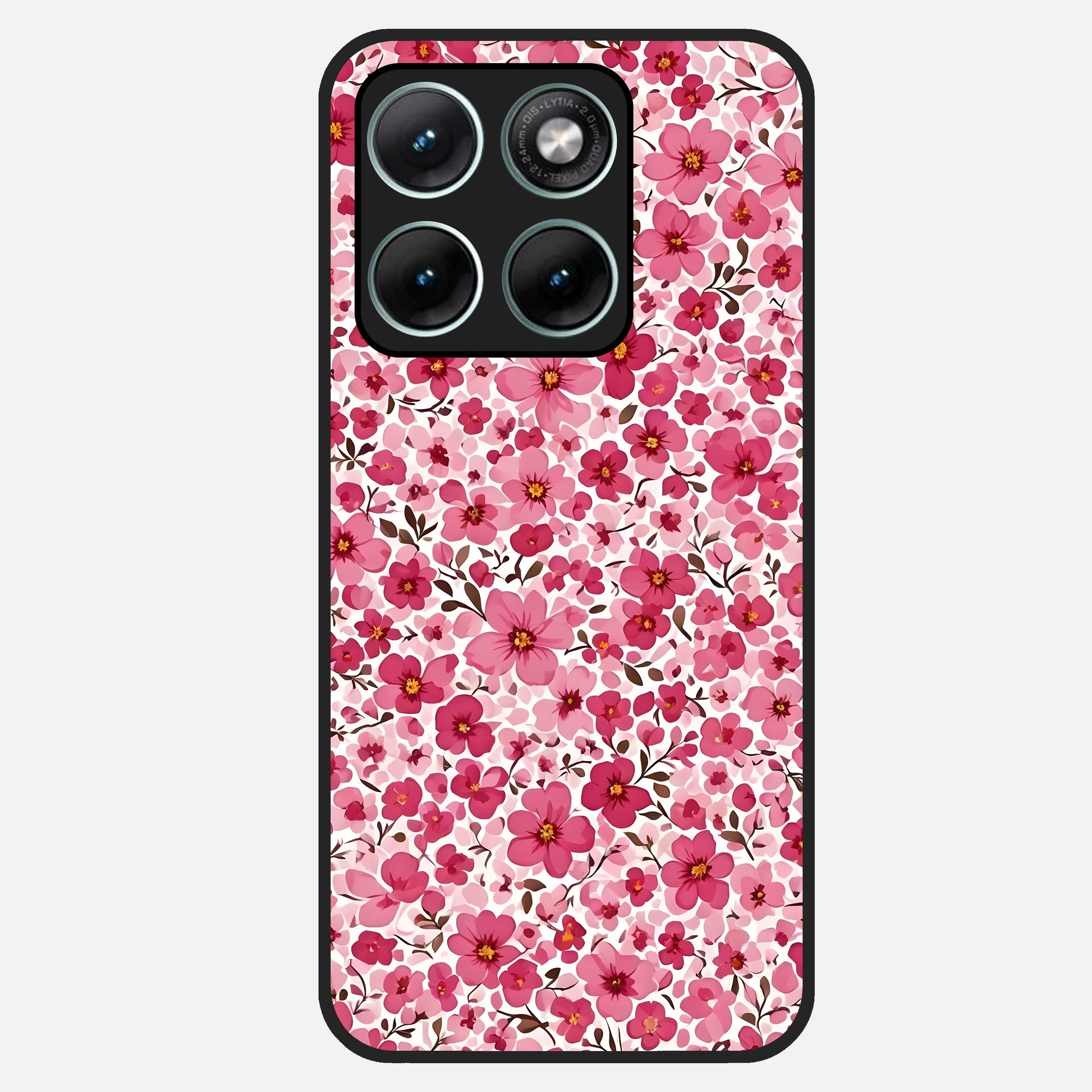  Cherry Blossom Charm Glass Case For Moto Edge 70 Fusion back cover – full design glossy printed glass finish