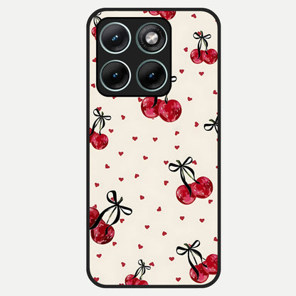  Cherry Heart Bow Glass Case For Moto Edge 70 Fusion back cover – full design glossy printed glass finish