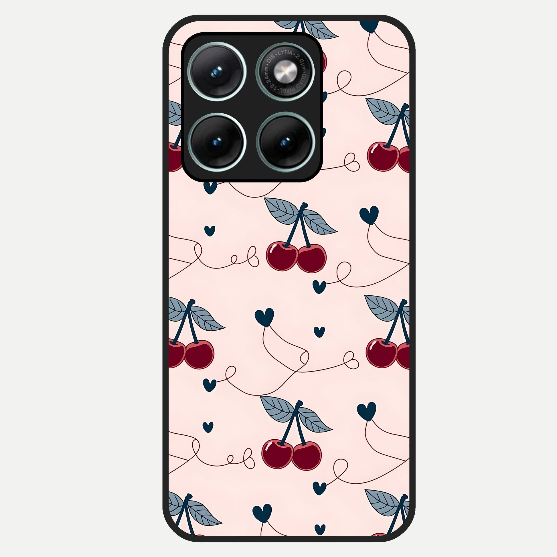  Cherry Heart Line Glass Case For Moto Edge 70 Fusion back cover – full design glossy printed glass finish