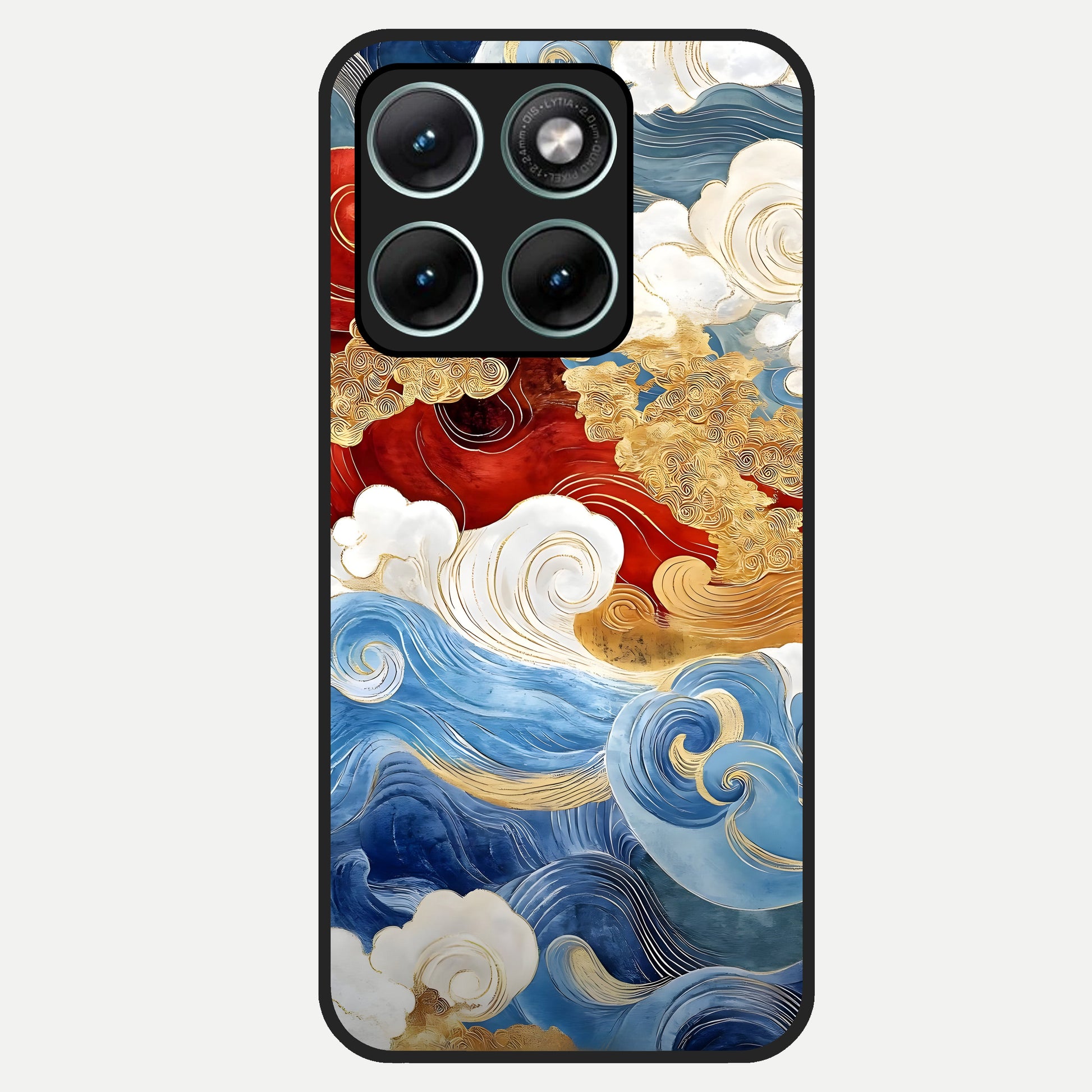  Colored Waves Glass Case For Moto Edge 70 Fusion back cover – full design glossy printed glass finish