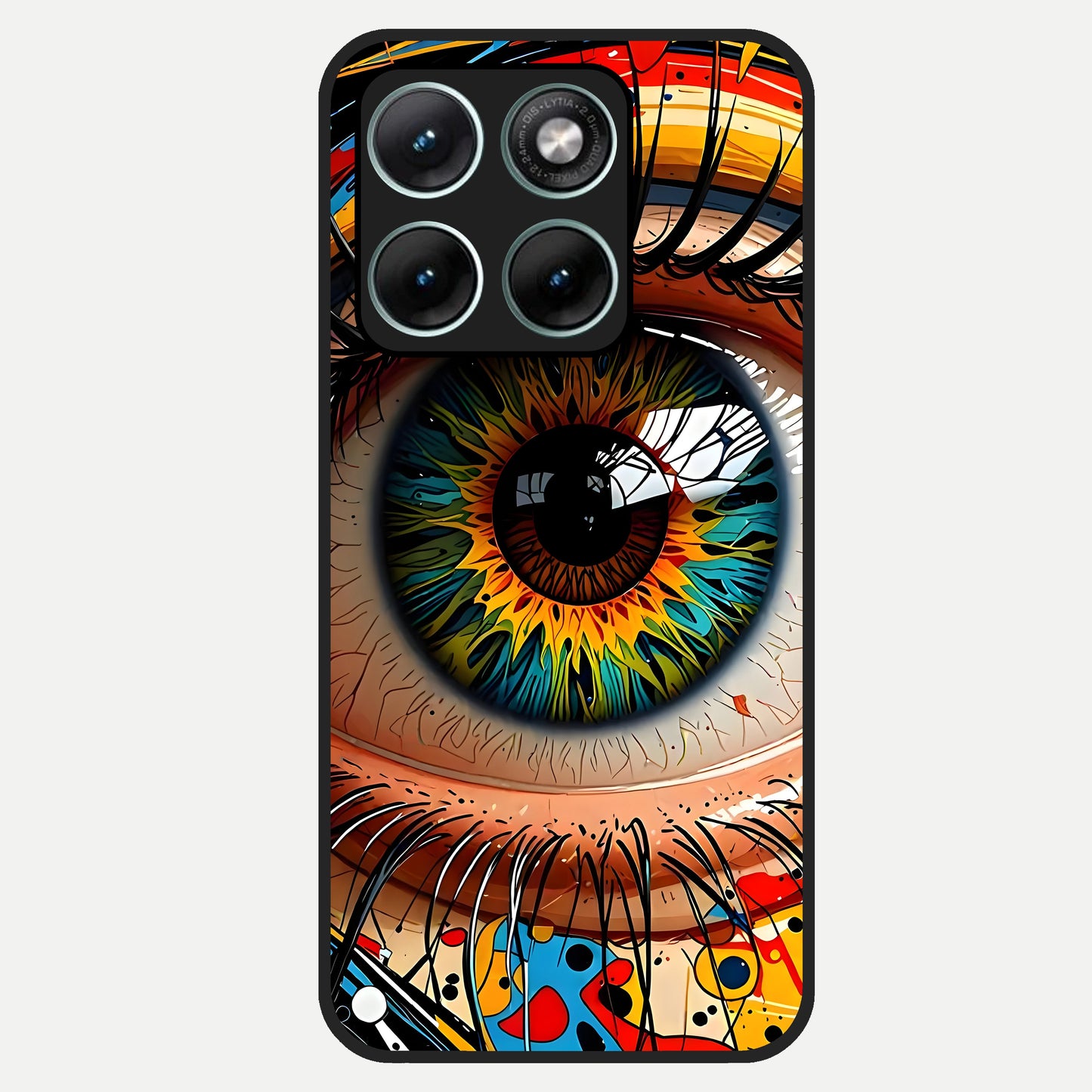  Colorful Eye Glass Case For Moto Edge 70 Fusion back cover – full design glossy printed glass finish