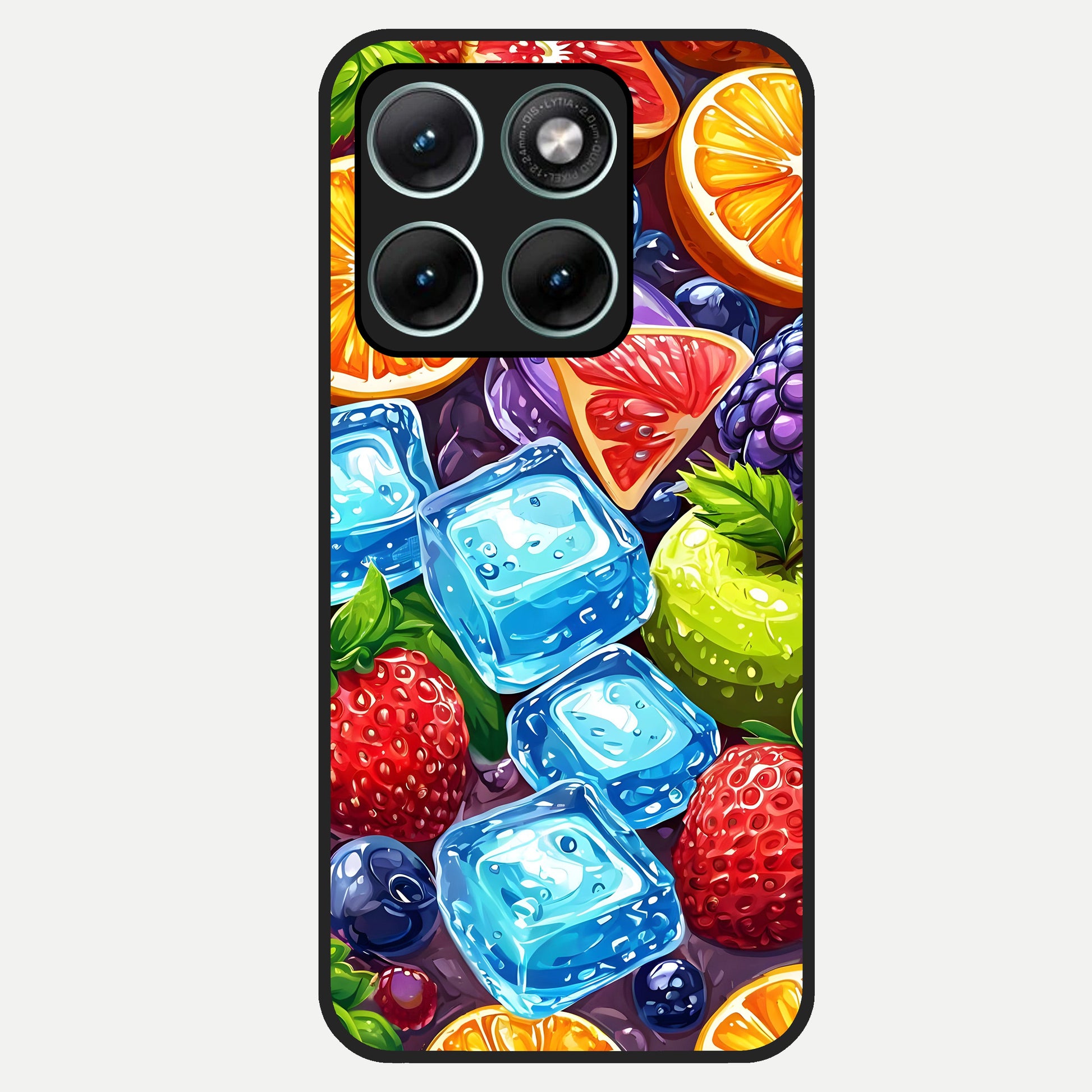  Colorful Fruits with Ice Glass Case For Moto Edge 70 Fusion back cover – full design glossy printed glass finish