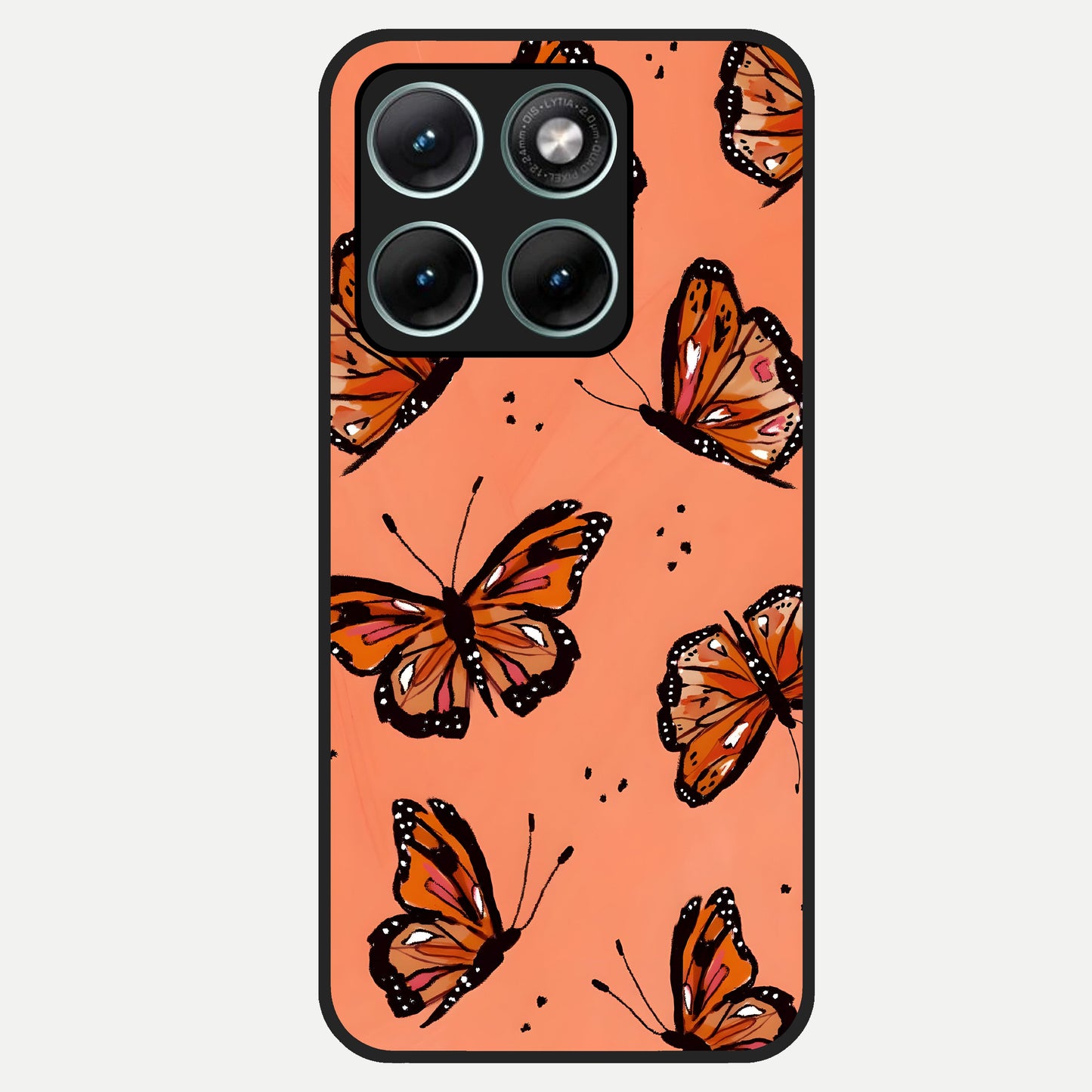  Coral Wing Butterfly Glass Case For Moto Edge 70 Fusion back cover – full design glossy printed glass finish