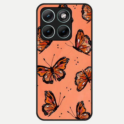  Coral Wing Butterfly Glass Case For Moto Edge 70 Fusion back cover – full design glossy printed glass finish