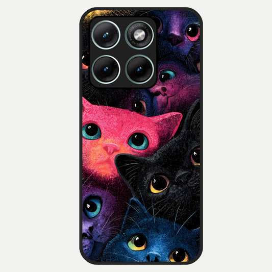  Cosmic Cats Dreams Glass Case For Moto Edge 70 Fusion back cover – full design glossy printed glass finish